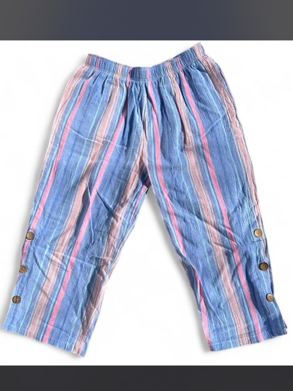 Erika Blue, Pink & Cream Striped Pull-On Pants